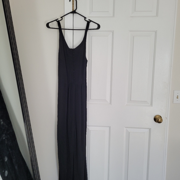 Madewell Jumpsuit smocked button front crop black 2 - Picture 6 of 10